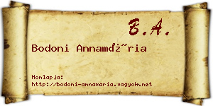 Bodoni Annamária névjegykártya